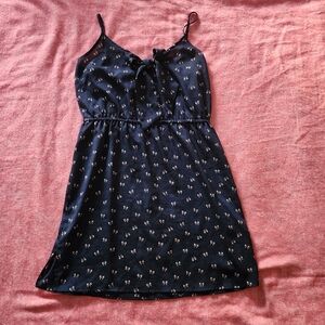 Dark Blue Mini Dress With Bow Detail